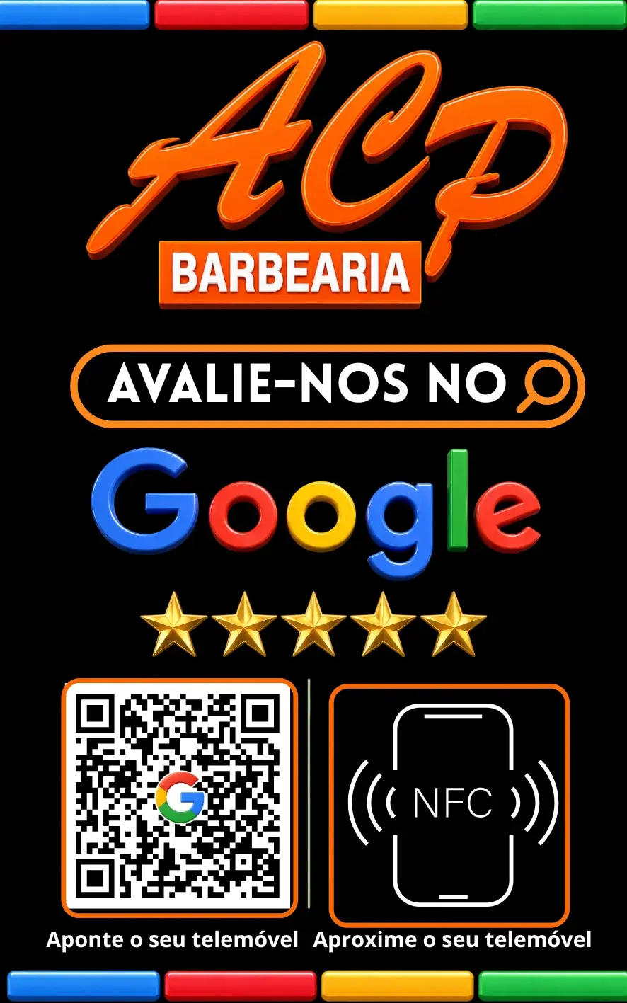 Placa de avaliação Google com QR code e NFC, entregue a um cliente